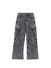 Retro Multi Pocket Jeans for Work Style Design