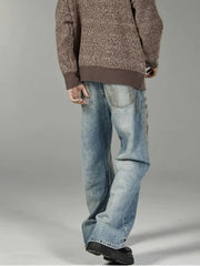 Retro American Style Distressed Straight Jeans