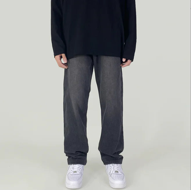 American Street Retro Washed Grey Jeans