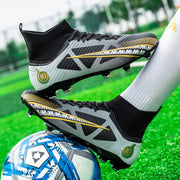 Men's High-Top Soccer Cleats for Grass Training