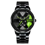 Men's Quartz Watch with Steel Band and Hollow Wheels