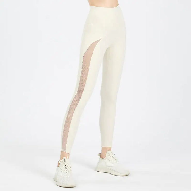 High-Waist Nude Stretch Tights for Women Sports Pants