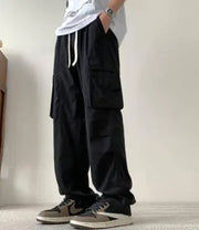 Men's Cargo Pants with Drawstring and Side Pockets