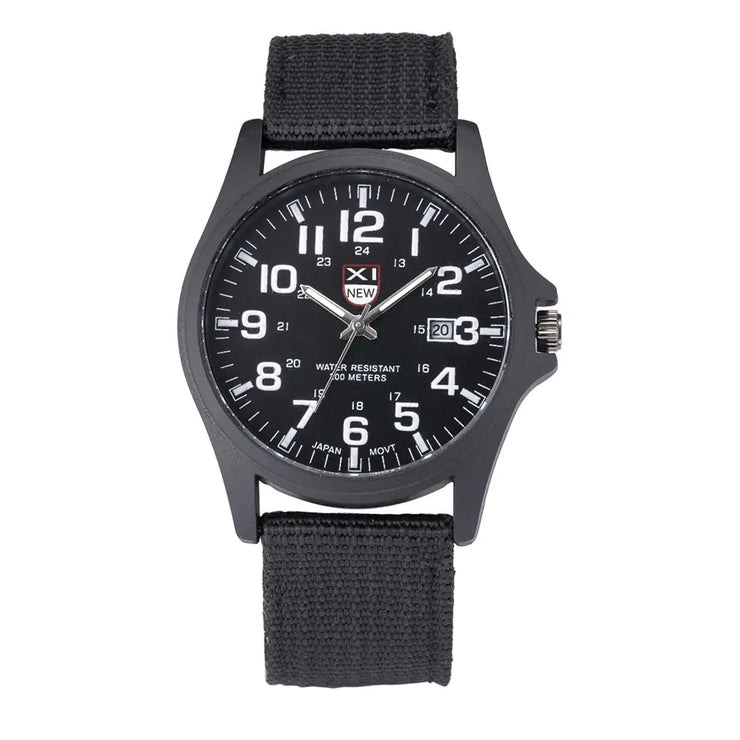 Canvas Strap Quartz Watch with Calendar Function