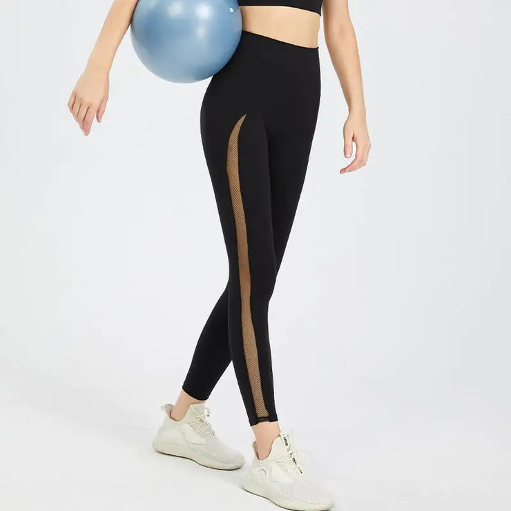 High-Waist Nude Stretch Tights for Women Sports Pants