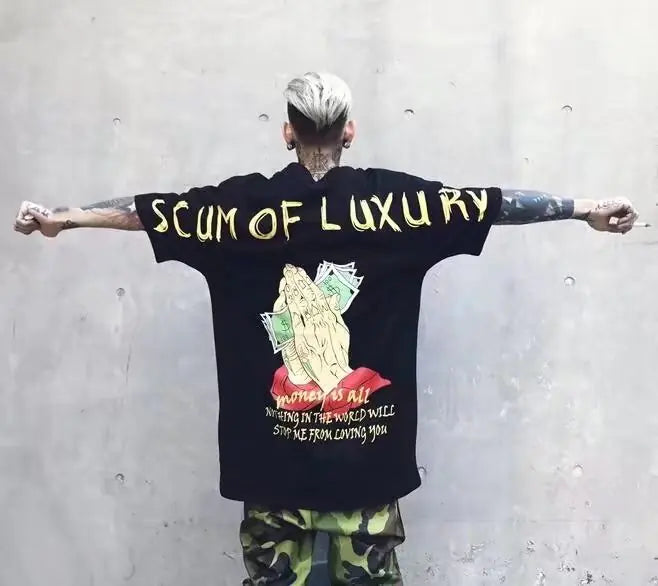 Summer Couple T-Shirt with Loose Fit Money Print
