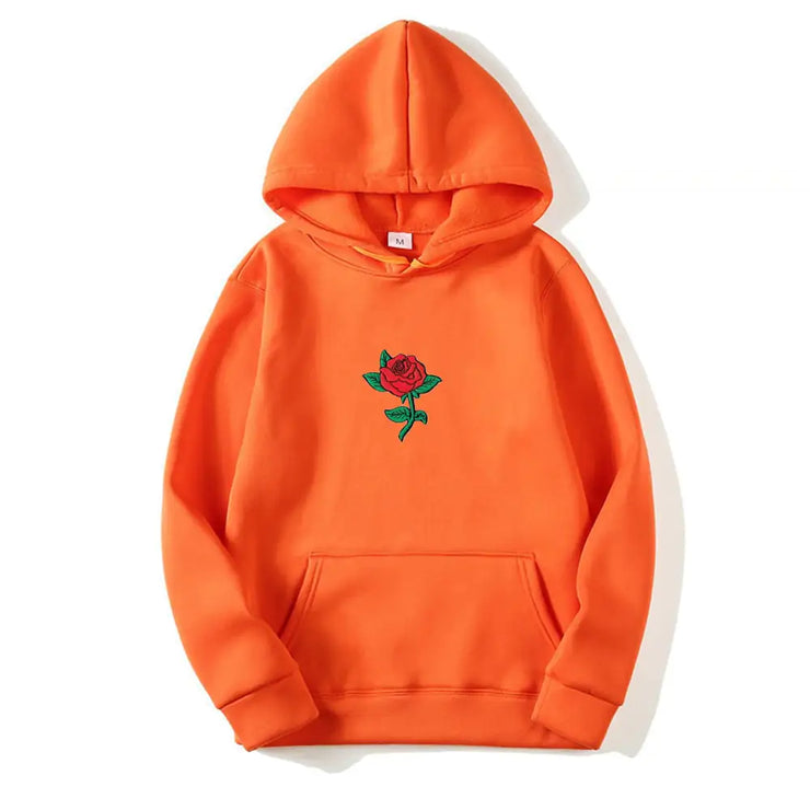 Rose Print Unisex Fashion Hooded Sweatshirt